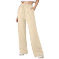 thumbnail image 3 of BXINGOHAI Womens Sweatpants Wide Leg Cargo Pants Fall Fashion Outfits Sweats Baggy Winter Clothes Parachute Joggers Beige M, 3 of 8