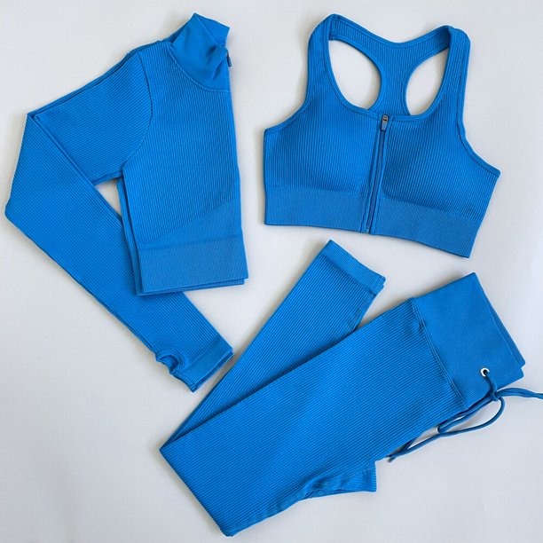 Chándal de mujer de 2/3/5 piezas, conjunto de Yoga sin costuras, ropa deportiva de entrenamiento, ropa de gimnasio, mallas de cintura alta con cordón, trajes deportivos para Fitness Tan Jianjun unisex