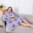 thumbnail image 5 of Oversized Wearable Blanket Hoodie,Purple Boston Terrier Puppy Sherpa Blanket Hoodie with Super Pockets,Super Warm Fuzzy Pullover for Women & Men, 5 of 6