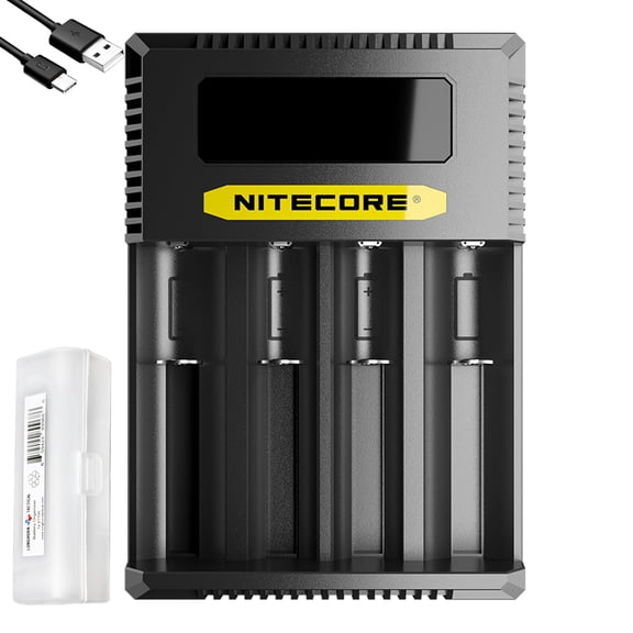 Nitecore Ci4 Dual Slot Universal Battery Charger with LumenTac Battery Organizer
