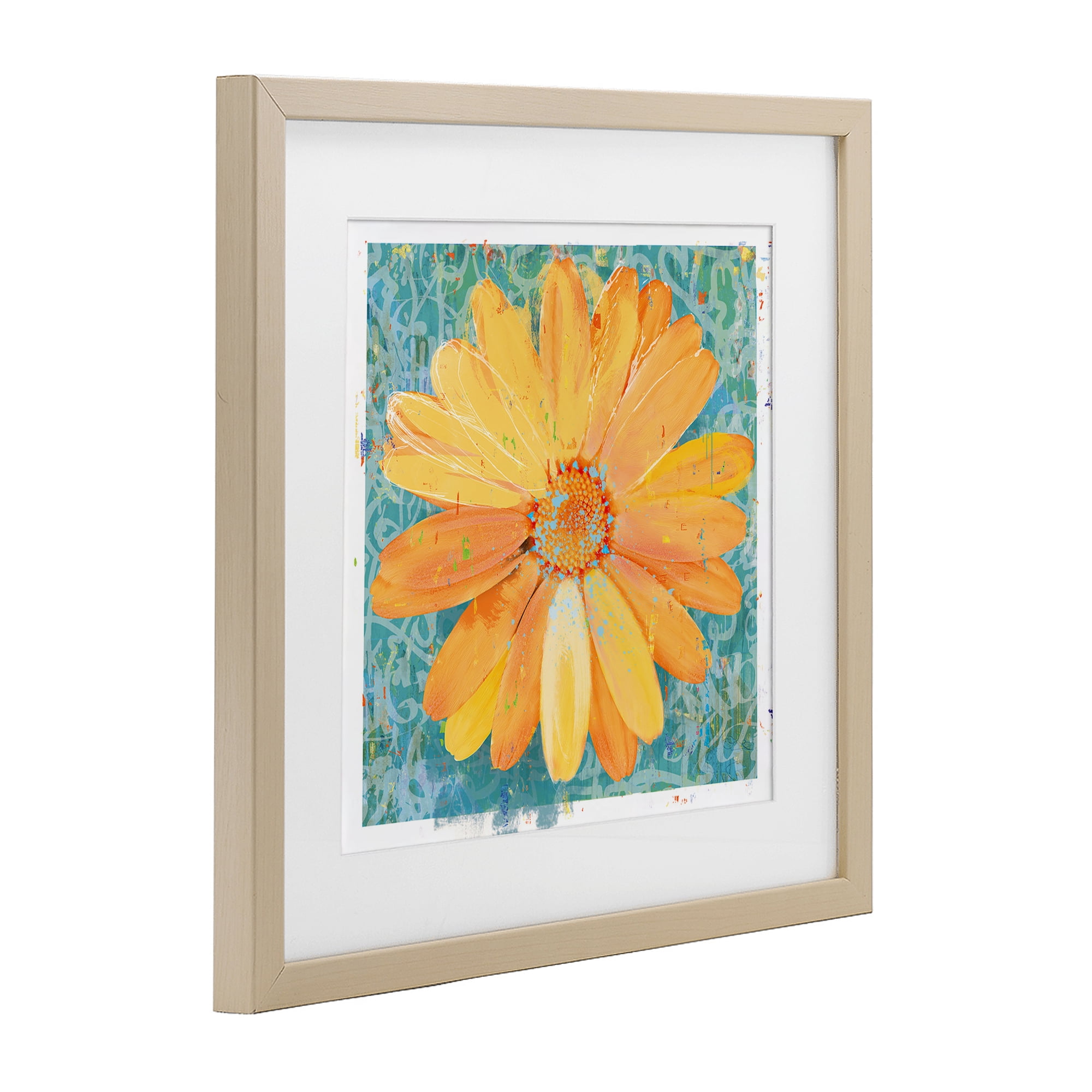 Stupell Industries Urban Daisy over Graffiti Birch Framed Print Under Glass, design by Porter Hastings