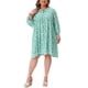 thumbnail image 1 of Vestido de verano de tallas grandes para mujeres, vestido midi fluido con escote en V y cordón, vestido babydoll 4X verde, 1 of 6