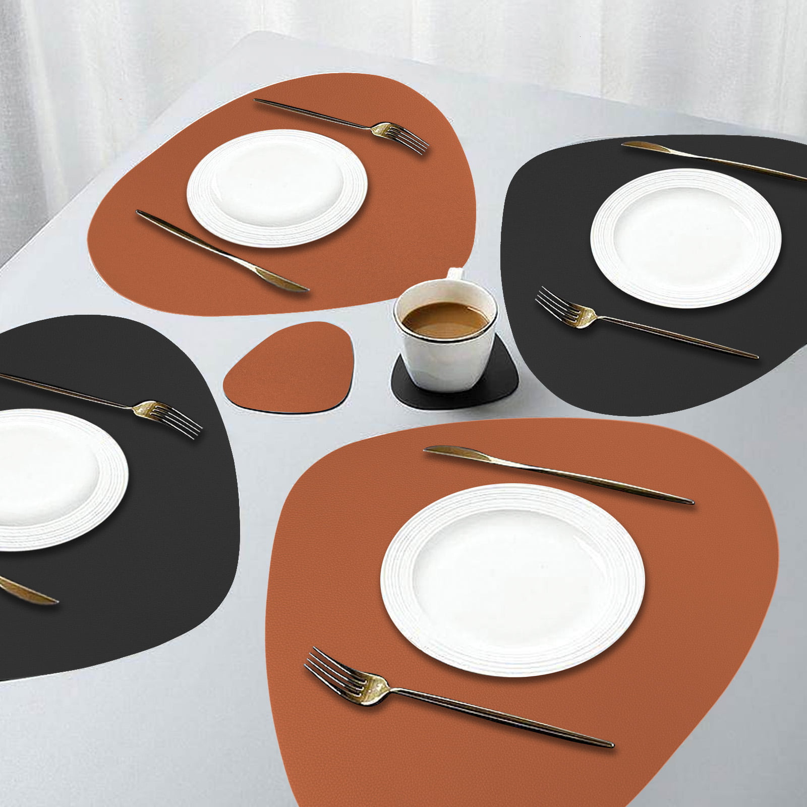 Faux Leather Placemats Set of 6 - Waterproof - Wipe Clean - Heat Resistant  - Ant