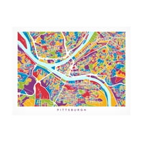 Trademark Fine Art Michael Tompsett Pittsburgh Pennsylvania Street Map Canvas Wall Art - 18x24