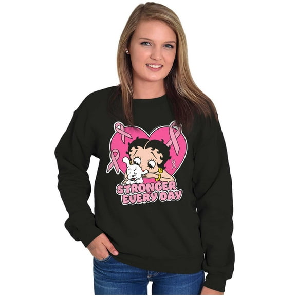 Betty Boop Cancer Stronger Every Day Women Plus Size Sweatshirt Brisco Brands 2X