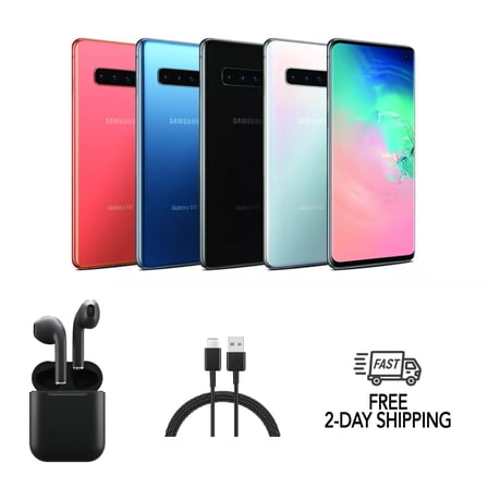 Pre-Owned Samsung Galaxy S10+ G975U (Fully Unlocked) 128GB Prism Black w/ Wireless Earbuds