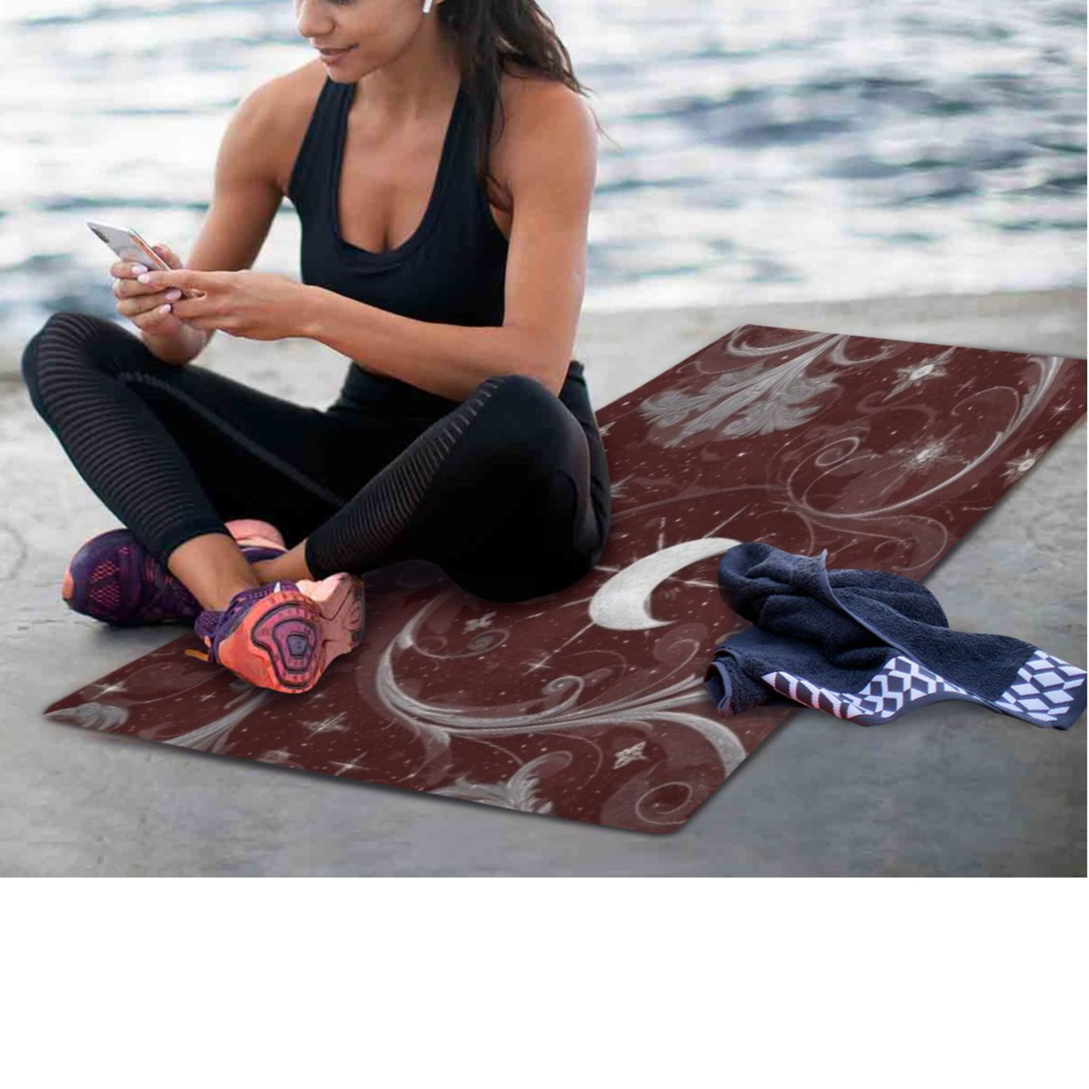 BZSMCE Yoga Mat Women Fitness Mat Swirl Moon and Star Pattern