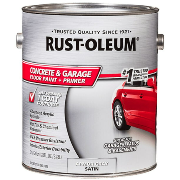 Rust-Oleum 225380 Concrete and Garage Floor Paint, Battleship Gray Satin, 1- Gallon - Walmart.com