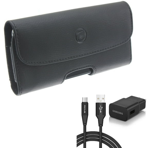 Fast Home Charger & Case Belt Clip for Samsung Galaxy S21,S20 - Type-C 6ft USB-C Cable   Leather Holster Cover Combo
