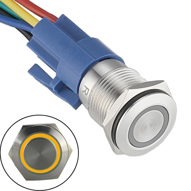 Interrupteur à Bouton-Poussoir 19mm 12V DC On Off en Acier Inoxydable LED Autobloquant