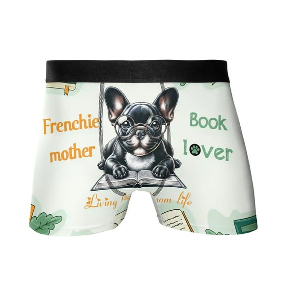 French Bulldog Frenchie Mother Book Lover Happy Mother's Day All Over Print Boxer Briefs Underwear for Men Dad Dog Lover Gifts - 03004