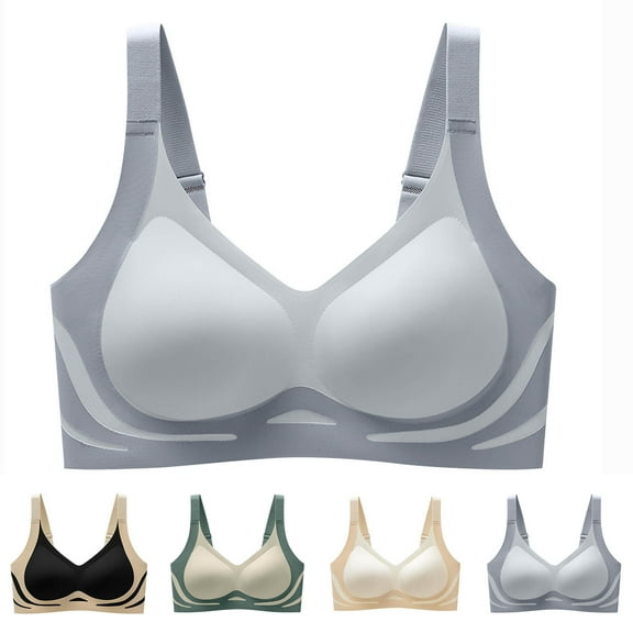WRKEKC Wireless Bras for Women, Women Seamless Contrast Sponge Underwear Soft Support Comfortable Breathable Fixed Cup Bra