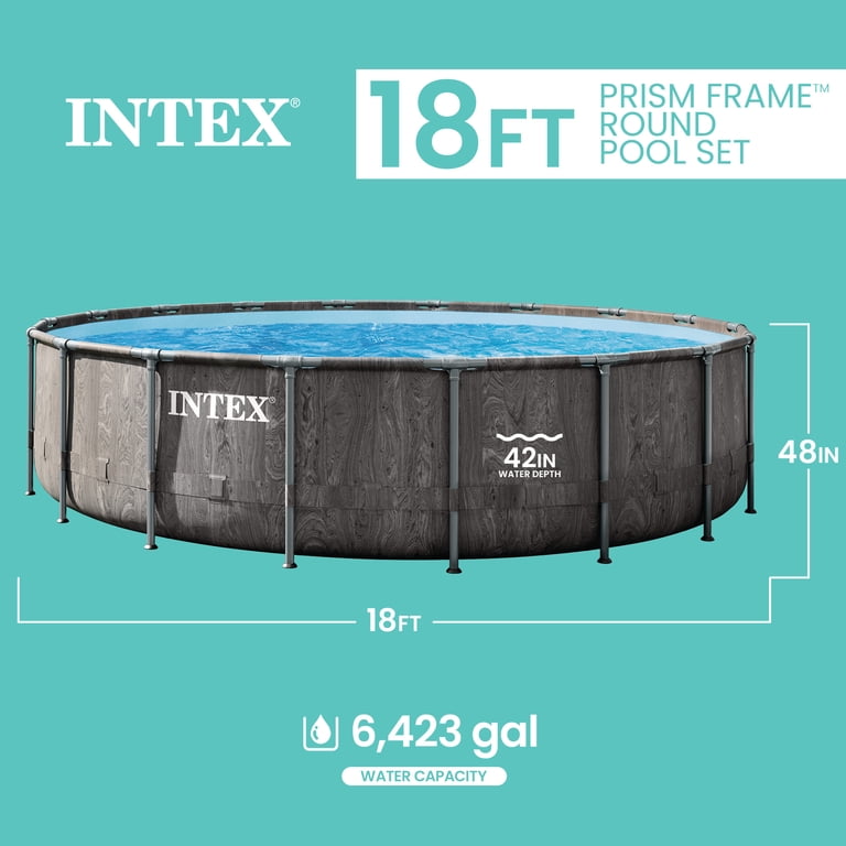 Intex Prism Steel Frame Pool Set, Above Ground, 18ft x 48in