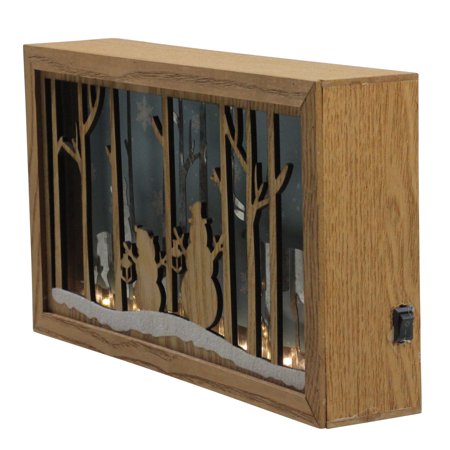 10 5 Lighted Wooden Snowmen And Reindeer Shadow Box Christmas