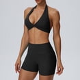 thumbnail image 4 of Women's Halter Twist Front Sports Bra and High Waist Biker Shorts 2 Piece Workout Set, Soft Stretchy Athletic Yoga Outfit, Slim Fit Exercise Tracksuit for Casual Daily Outdoor Wear, 4 of 7