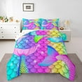 thumbnail image 1 of Erosebridal Mermaid Comforter Sets Queen Size,Gradient Fishtail Bedding Queen Comforter Set,Princess Room Decorative,Reversible,3Pcs, 1 of 8