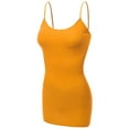 thumbnail image 2 of Ola Mari Junior and Plus Size Adjustable Spaghetti Strap Solid Camisole Tank Top, Mustard, Small, 2 of 4