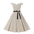 thumbnail image 4 of DHFJKG Dresses For Women Polka Dot Vintage 1950s Retro Swing Party Dress Short Sleeve V Neck Flowy A Line Midi Stylish Dresses, 4 of 8