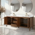 thumbnail image 5 of Vanity Art 72" Double Sink Bathroom Vanity Cabinet, Freestanding Storage Cabinet with Engineered Marble Top, Undermount Sinks, Drawer, and Shelve, 5 of 8