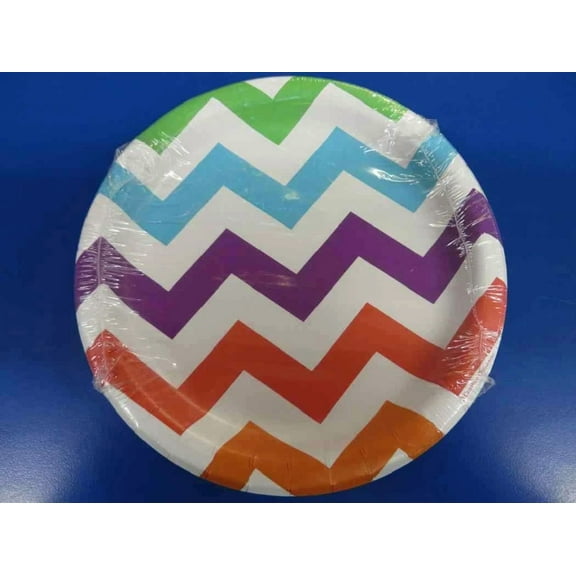 Bright Chevron Modern Rainbow Garden Birthday Party 7" Paper Dessert Plates