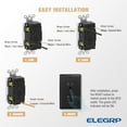thumbnail image 5 of ELEGRP GFCI Outlet Outdoor, 15 Amp Electrical Outlet, Weather & Tamper Resistant GFCI Receptacle, Ground Fault Receptacle with Screwless Wall Plate, UL Listed, Black 2PC, 5 of 8