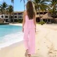 thumbnail image 4 of Amidoa Girls Summer 2 Piece Outfits Solid Color Cute Tank Top and Casual Wide Leg Pants Kids Clothing Set Pink Size 3T Pink Size 3T, 4 of 5
