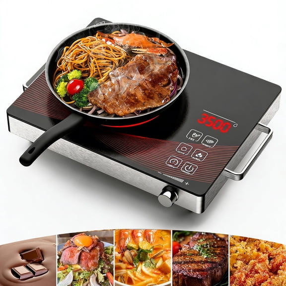 3500W Electric Ceramic Stove Portable Infrared Induction Cooktop Hot Plate Countertop Burner Cooker Furnace with Knob & Touch Control US 110V