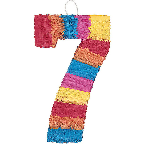 Number 7 Shaped Pinata, 22 x 14.25in