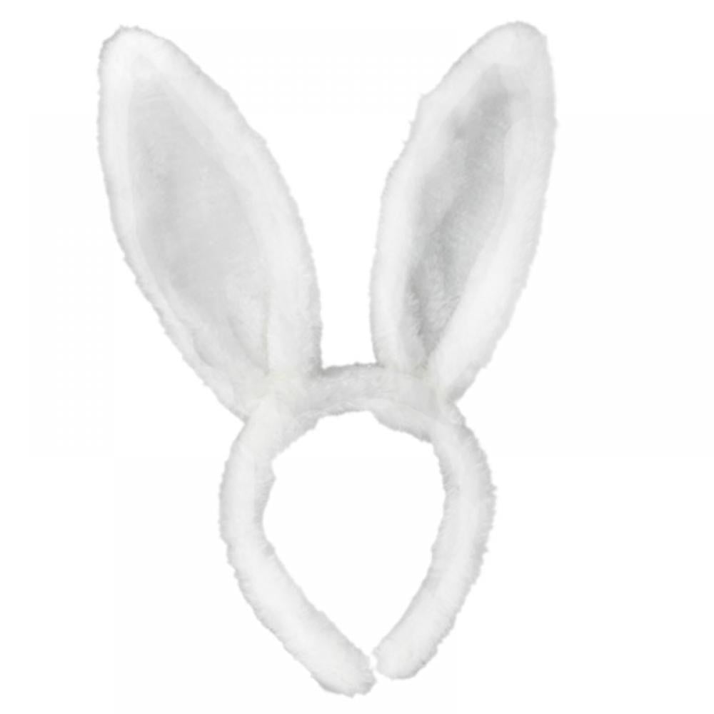 Blue Satin ears White FurFurry Easter Bunny Ear's Animal Rabbit Fancy Dress 