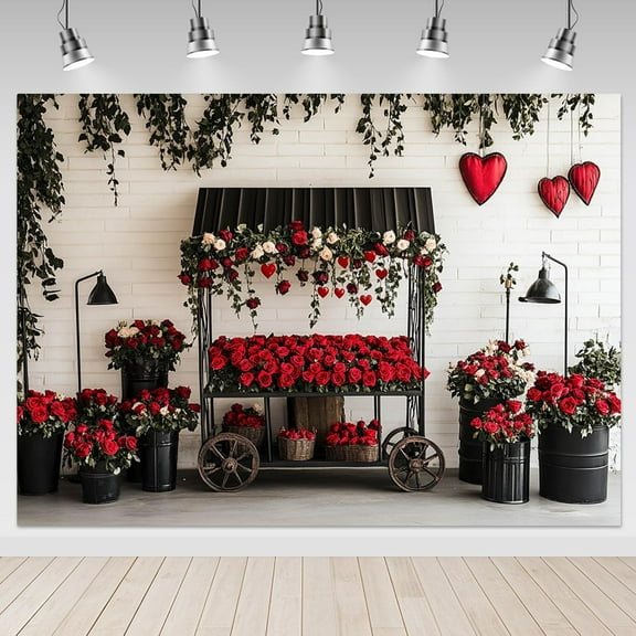 Valentines Day Backdrop Red Black Valentines Day Photography Background Romantic Red Rose Heart Love Party Decorations Banner Supplies Photo Booth Props