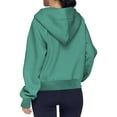thumbnail image 3 of Womens Sweatshirt Long Sleeve Half Zip V Neck Casual Loose Cropped Fleece Solid Color Pullover Hoodies Tops with Pocket,Green 2,XL, 3 of 4