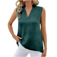 thumbnail image 3 of Dazajoo Cotton Linen Tank Tops for Women V Neck Sleeveless T-Shirts Summer Basic Vest Blouses for Work,Green,XL, 3 of 6