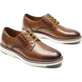 thumbnail image 4 of Mens Dress Shoes Genuine Leather Plain Toe Lace Up Mens Casual Dress Shoes Business Comfortable Fomal Mens Oxford Dress Sneakers for Office Wedding Casual, 4 of 12