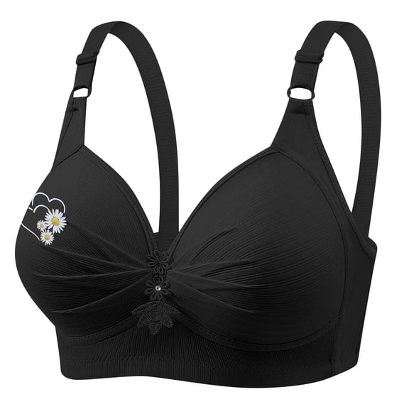 ATOYSOY Comfortable Wireless Everyday Bras for Women Push Up Sport Bras Fashion Straps Soft Comfy Bralettes Underwear (Black,36)