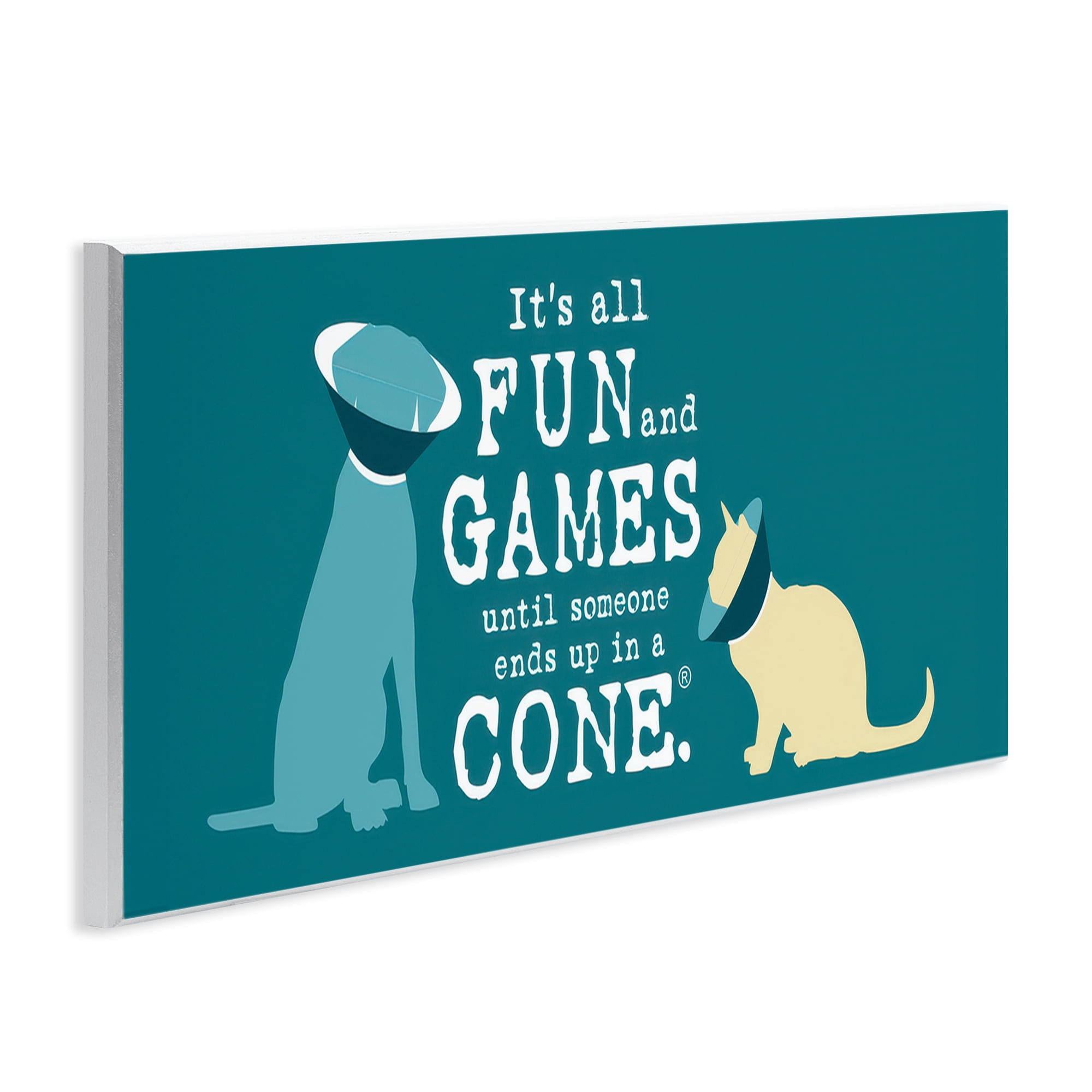 Stupell Industries Funny Cat & Dog Cone Animals Painting Unframed Art Print Wall Art, 17 x 7