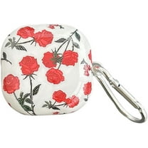 for Samsung Galaxy Buds 2 pro/Buds 2/Buds Live/Buds pro/Fan Edition(FE) case with Cute Rose Flower Pattern and Keychain Accessory,Hard Cover for Women Girls (Red)