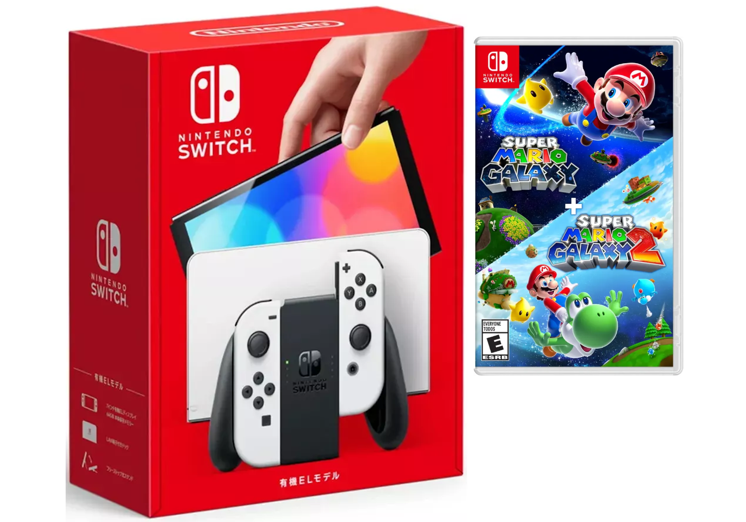 Nintendo Switch OLED White Gaming Console with Super Mario Galaxy 2 Bundle (Region Free)