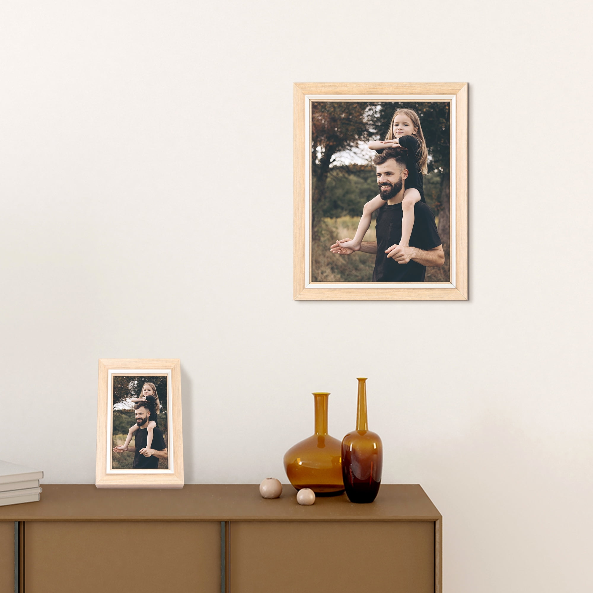 Unique Bargains Picture Frame Display Photo Frame with Corner Wood Grain Color 8x10"