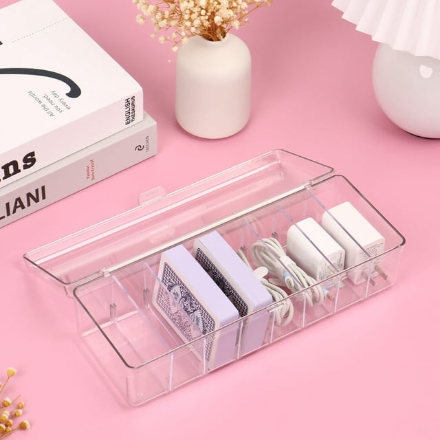 2Pcs Card Storage Box Clear Plastic Trading Card Case with 8 Compartments Portable Playing Card Organizer with Lid and Removable Dividers Reusable Collectible Card Cases for Trading Cards