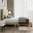 thumbnail image 4 of Sha Cerlin Queen Size Platform Bed Frame with Upholstered Fabric Headboard, Beige, 4 of 9