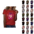 thumbnail image 1 of T-shirts de la Saint-Valentin pour Femmes 2026 à la Mode Manches Courtes Col Rond avec Cœur Graphique, 1 of 4