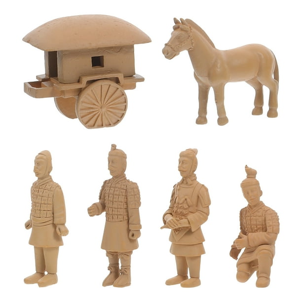 6 piezas de guerreros de terracota chinos figuras guerreros hechos a mano mini caballos para feng shui y año nuevo chino decoración de figuras