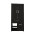 thumbnail image 6 of JERFIT Black Modern Armoire Wardrobe with Double Doors, Shelves & Hanging Rod for Bedroom Closet Storage, 6 of 8