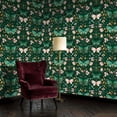 thumbnail image 2 of Peel and Stick Wallpaper Butterflies Floral Botanical Dark Green Nature Wall Mural 23.6in x 9.8ft Self Adhesive Removable Wall Paper Renter Friendly Wallpaper for Nursery Bedroom Cabinets, 2 of 8