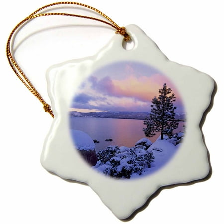 Lake Tahoe Rentals Christmas 3dRose California. A winter day at Lake Tahoe - US05 BJA0186 - Jaynes Gallery - Snowflake Ornament, 3-inch ()