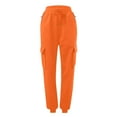 thumbnail image 4 of Nmnitkp Sweatpants Women Excellent Workmanship Elastic Lace-Up Casual Solid Color High-Waisted Zipper Pocket Tapered Sweatpants Streetwear Orange,L, 4 of 5