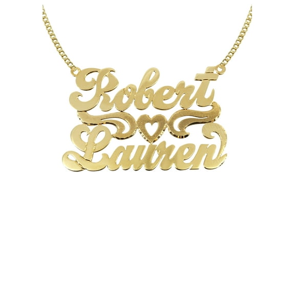 14K Gold Couple Names Name Plate Necklace | Style #40