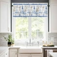thumbnail image 3 of Navy Blue Coastal Kitchen Curtains, Summer Nautical 3-Piece Kitchen Curtain Valance and Tiers Set 24 Inch Length, Lighthouse Starfish Rod Pocket Half Window Curtains for Cafe Living Room Bathroom, 3 of 7