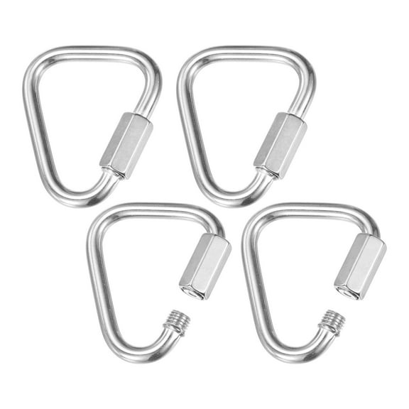 4-Pack Quick Chain Link Connector, M6 1/4" 304 Stainless Steel Triangle Locking Repair Chain Links for Swing/Camping/Hiking/Backpack, Twist Key Ring Screw Chain Link [Silver]