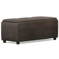 thumbnail image 5 of Avalon 42 inch Wide Contemporary Storage Ottoman in Distressed Brown Vegan Leather, 5 of 12